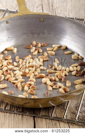 Roasted Pin Nut In A Pan