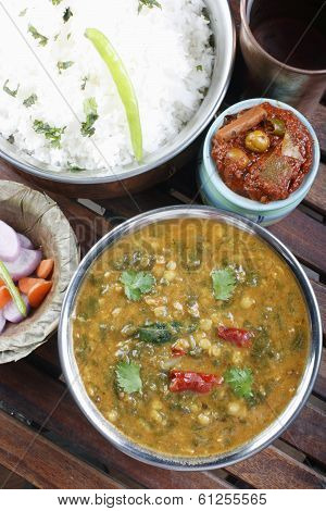 Palak tuvar dal with rice from India