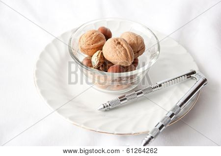 nuts with nutcracker