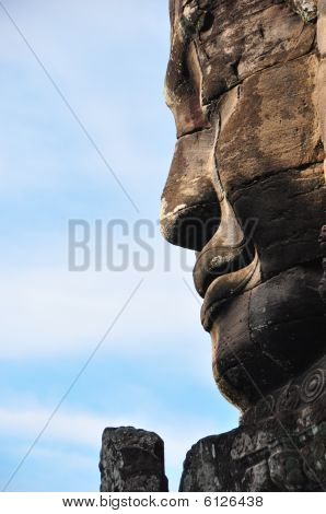 Closeup of Face - Bayon Angkor Thom Siem Reap Cambodia