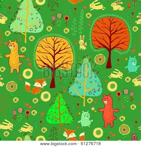 Seamless pattern  in childish cartoon style