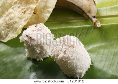 Puttu Papad - A breakast dish of Kerala, India
