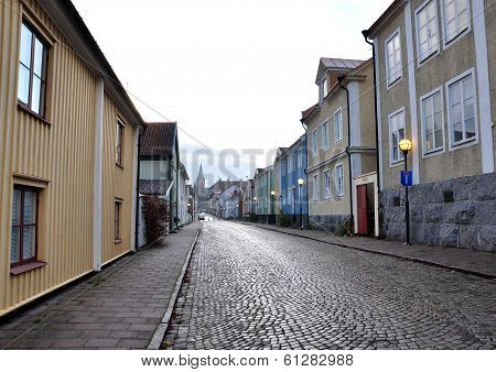 off street in Västervik, Sweden, Europe