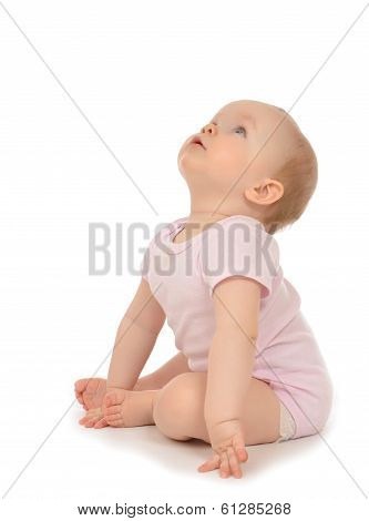 10 Month Child Baby Toddler Sitting Happy Smiling Looking Up