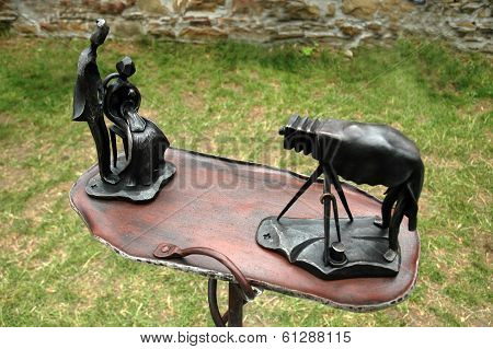 HELFSTYN, CZECH REPUBLIC AUGUST 2005 - Metal decoration of artistic blacksmith