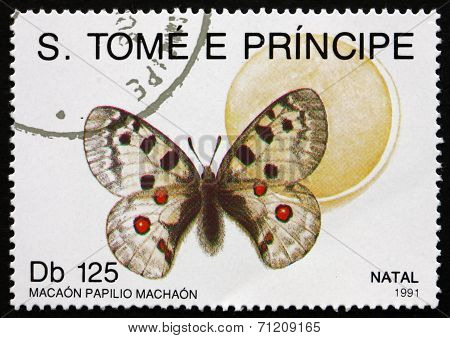 Postage Stamp Sao Tome And Principe 1991 Macaon Papilio Machaon