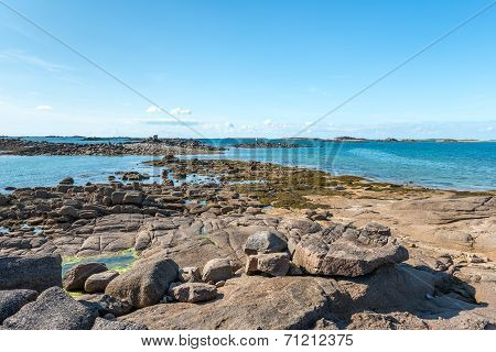 Boulder And Cliffs Near Trebeurden (france)