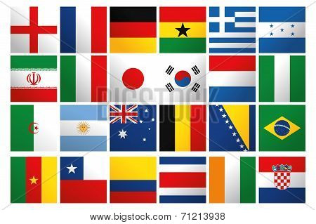 a set of world flags on a white background