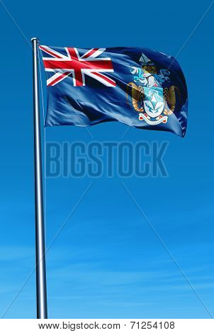 Tristan Da Cunha Flag Waving On The Wind