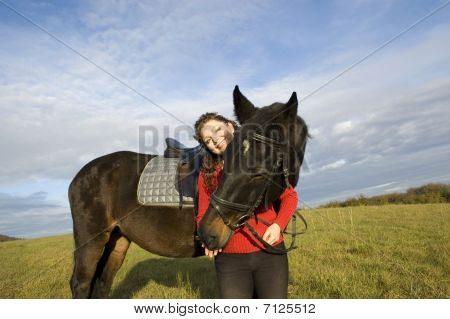 Equestrienne And Horse.