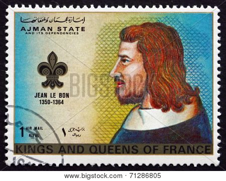Postage Stamp Ajman 1972 John Ii, King Of France