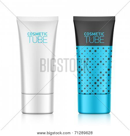 Cosmetic packaging, oval plastic tube template for your design. Vector.