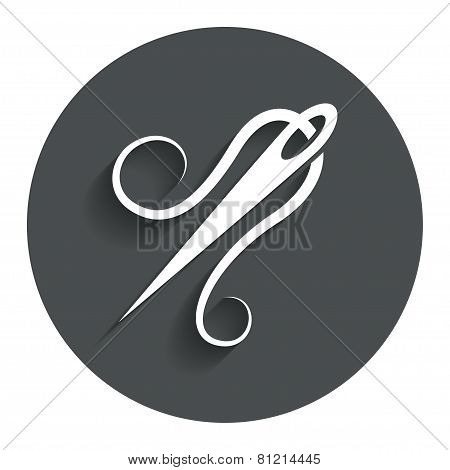 Needle with thread icon. Tailor sign.