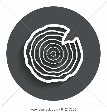 Wood sign icon. Tree growth rings.