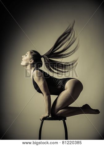 Atletic Woman Fit Slim Body Posing