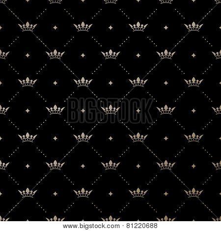 Seamless vector gold pattern with king crowns