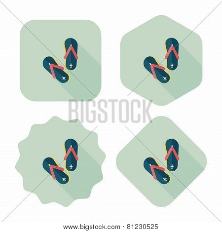 Flip Flop Flat Icon With Long Shadow