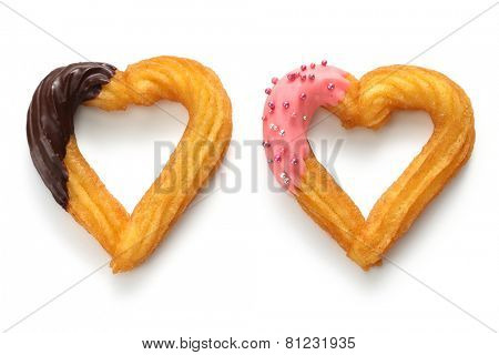 homemade heart shape churro, valentines day dessert