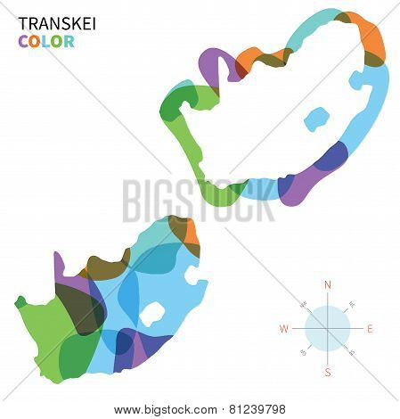 Abstract vector color map of Transkei with transparent paint effect.