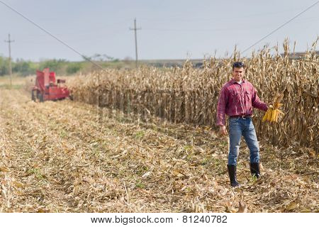 Farmer On Corn Field