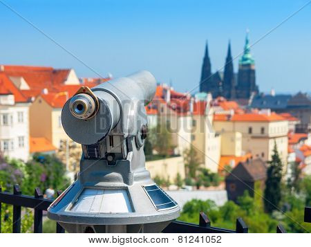 Tourist Telescope. Prague, Czech Republic