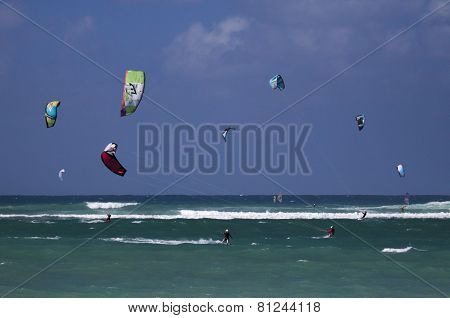 Kitesurfing in Maui, Hawaii.