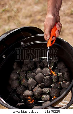 Lights Fire in a Grill