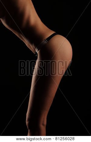 Sexy Butt Ass Girls In Black Underwear Isolated