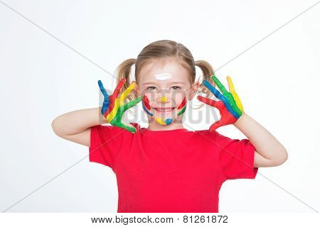 Young Glad Girl After Her Artwork