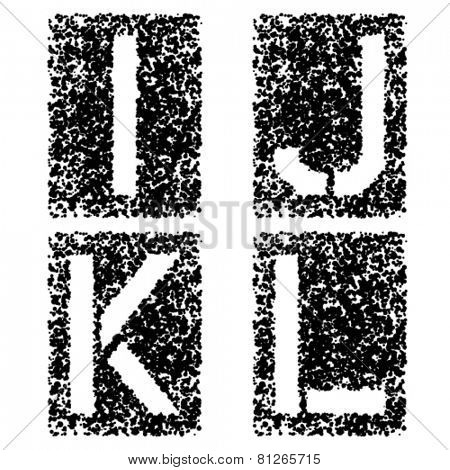 vector stencil angular spray font letters I J K L