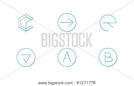 Logo set thin line clean style - business icons, branding emblems