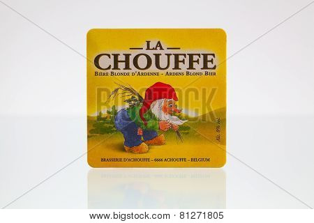 Beermat From La Choufee Beer On A Glass Table.