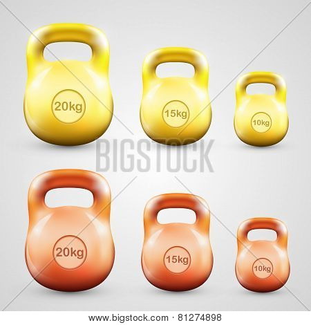 Kettlebell set color. Vector
