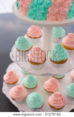 Fancy Pink and Green Cupcakes