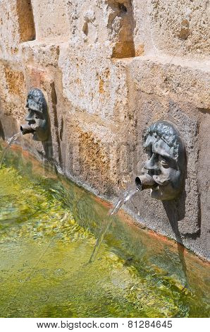 Medieval fountain. Laterza. Puglia. Italy.