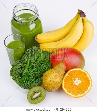 Green Smoothie With Three Greens And Fruits