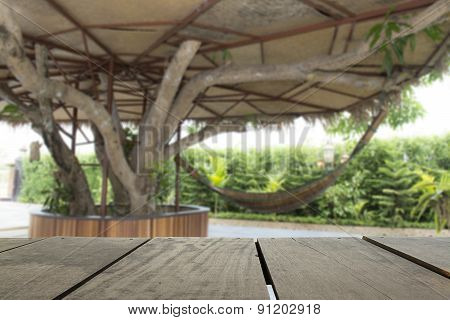 Defocus And Blur Image Of Terrace Wood And Beautiful Relax Place