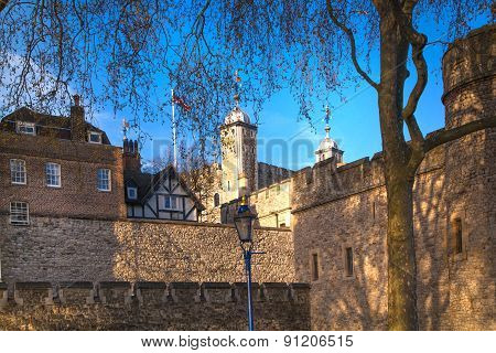 LONDON, UK - APRIL15, 2015: Tower of London (started 1078), fortress and house of Royal Crown Jewels