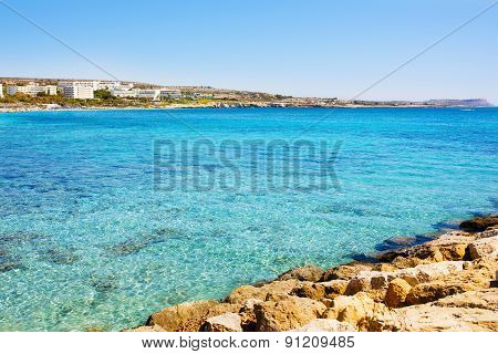 Turquoise sea water of Cyprus coast.