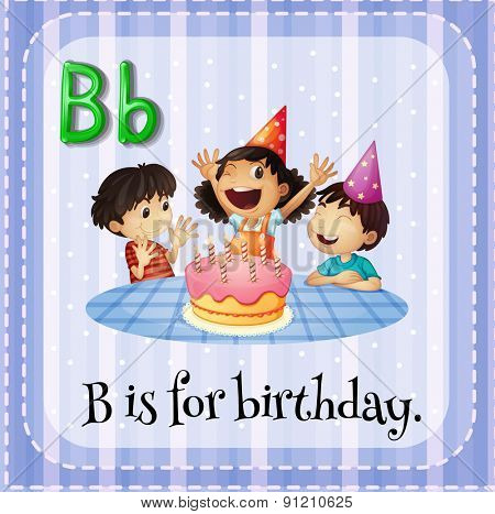 Flashcard letter B is for birthday