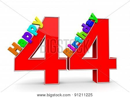 The Big Red Number 44 With Happy Birthday