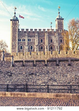 LONDON, UK - APRIL15, 2015: Tower of London (started 1078), fortress and house of Royal Crown Jewels