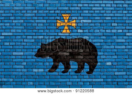 Flag Of Przemysl Painted On Brick Wall