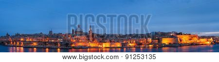 Valletta Seafront Skyline View As Seen From Sliema, Malta.