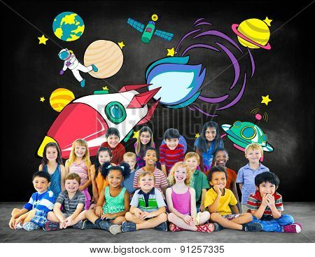Rocket Launch Space Outerspace Planets Concept