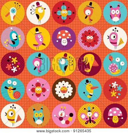 cute characters nature pattern