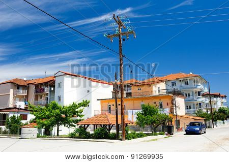 Summer view of Leptokaria coastal town, Greece
