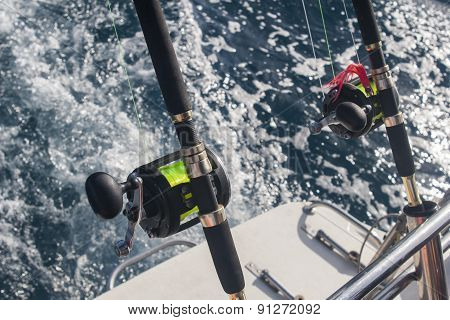 fishing rods on a boat
