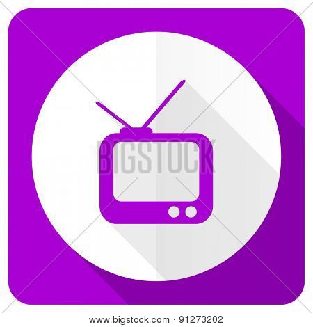 tv pink flat icon television sign 