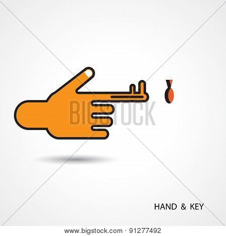 Creative Key And Hand Icon Abstract Logo Design
